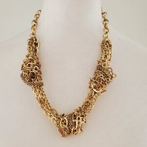 SPECIAL FIND * Multi-strand Knotted Bold Gold Statement Necklace Brutalist Chic